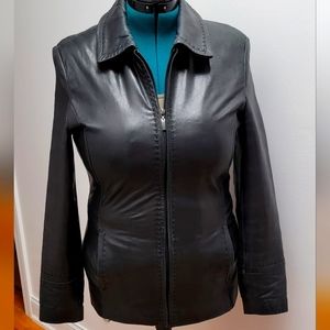 Jones New York super soft black leather jacket. Size medium. Detailed stitching